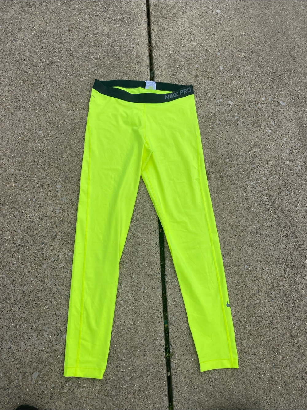 Nike Pro Womens Neon Yellow Performance Tights Leggings